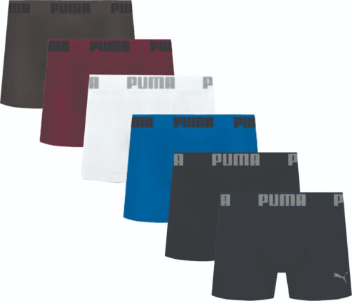 Cueca Puma Kit Com 6 Peças Boxer Box Sem Costura - Com Nf