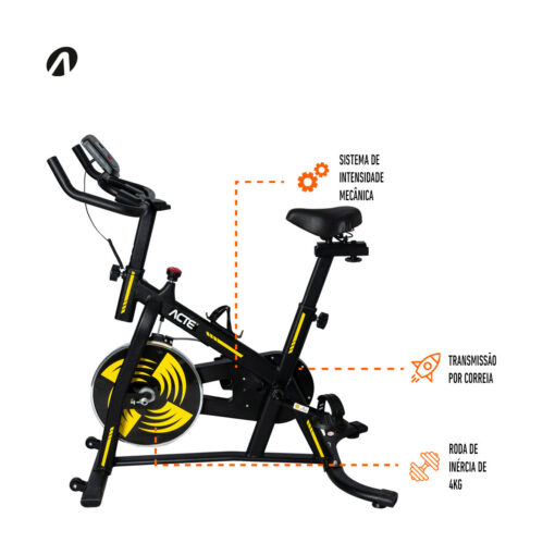 Bike Spinning 4.0 E32 Acte Sports Cor Preto/Amarelo - Image 2