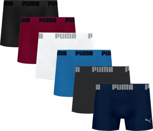 Cueca Puma Kit Com 6 Peças Boxer Box Sem Costura - Com Nf