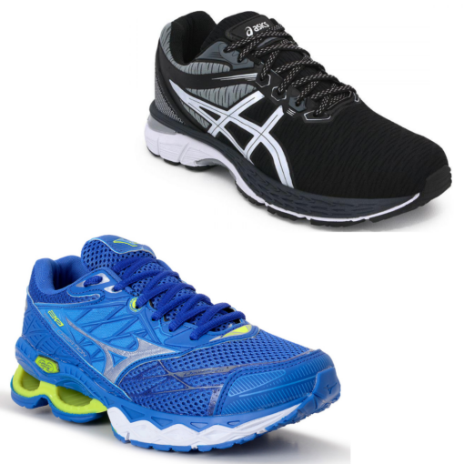 COMBO 2 Pares Asics Revelation PRETO/CINZA + Mizuno AZUL