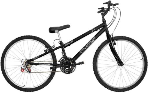 Bicicleta de Passeio Ultra Bikes Esporte Rebaixada Aro 26 Reforçada Freio V-Brake – 18 Marchas Preto Fosco