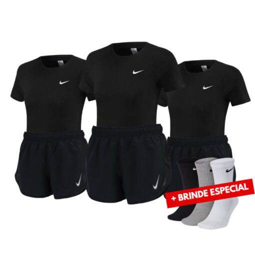 Combo Nike 3 Camisa + 3 Shorts Femininos + Brinde - QUEIMA DE ESTOQUE