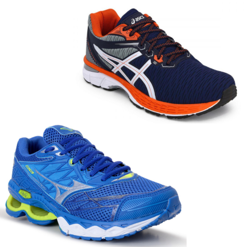 COMBO 2 Pares Asics Revelation MARINHO/LARANJA + Mizuno AZUL